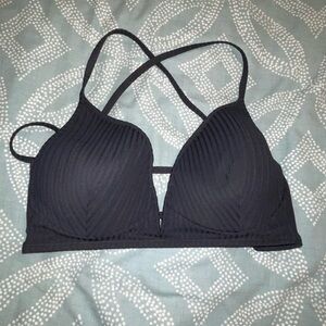 Shade & Shore Black Textured Bikini Top